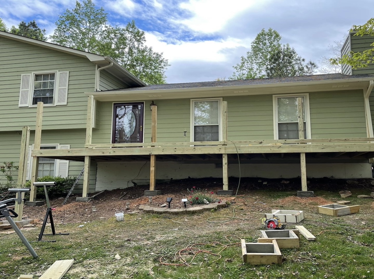 New Wooden porch halfway done