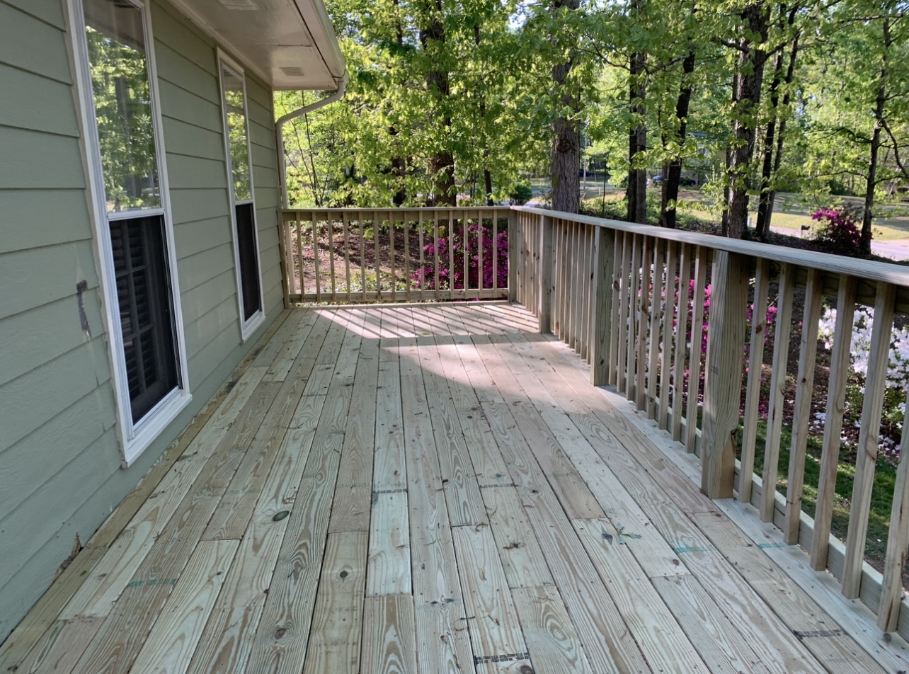 Level floor of wooden porch